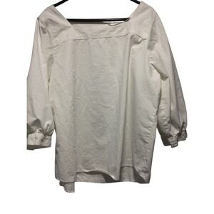 Time and Tru Womens Blouse Top White Square Neck 3/4 Sleeve Plus Size XXL